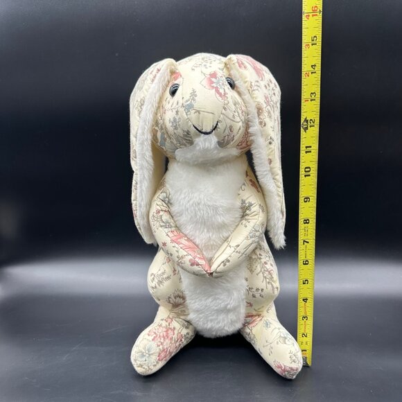 Vintage Floral Bunny Rabbit Plush Stuffed Animal Stand Up Cream Pink Cottagecore - Picture 12 of 12